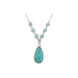 17+2IN SS TURQUOISE / SWISS BLUE TOPAZ NECKLACE (#994SPMUL)