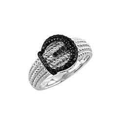 SS BLACK DIAMOND TWISTED ROPE BELT RING - Size 7 (#9451D-BLK)