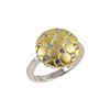Image 1 : Gold & Rhodim Over Sterling Silver Ring, Square Design On 12Mm Round Circle With White Czs