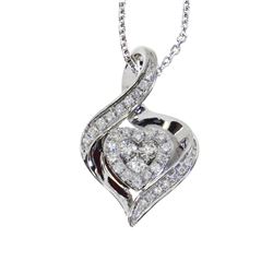 14K White Gold Bypass Diamond Heart Pendant With 18" Chain