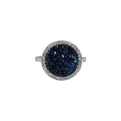 12Mm Sterling Silver Round Blue Ring