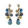 Image 1 : Blue Jade Combination Semi Precious Stones On Gold Plated Sterling Silver Post Earrings, 1.26