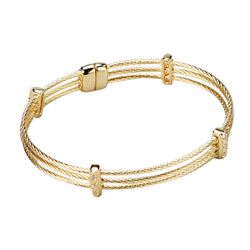 Gold Tone Stainless Steel 3 Row Bangle With Magnet