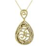 Image 1 : Gold Tone Sterling Silver CZ Filigree Teardrop Pendant- 2.08"
