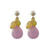 Image 1 : Lavender Combination Semi Precious Stones On Gold Filled Post Earrings-0.87"
