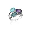 Image 1 : SS AMY / SWISS BLUE TOPAZ / LDN BLUE TOPAZ / SQ / WHITE TOPAZ RING - Size 7 (#9485MUL)