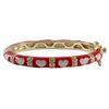 Image 1 : Red Enamel, White Hearts-Gold Plated Brass Bangle