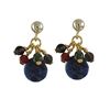 Image 1 : Sodalite Combination Semi Precious Stones, Gold Plated Sterling Silver Post Earrings, 1"