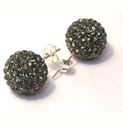 Sterling Silver Grey Crystal 10Mm Post Earrings