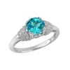 Image 1 : SS SWISS BLUE TOPAZ / DIAMOND RING - Size 7 (#10161SW)