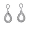 Image 1 : Rhodium Plated Sterling Silver Dangling Open Teardrop Shape Post Earrings With CZ, 1.38"