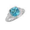 Image 1 : SS SWISS BLUE TOPAZ / DIAMOND RING - Size 7 (#10189SW)