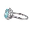 Image 2 : Sterling Silver Light Aqua Round CZ Ring