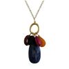 Image 1 : Sodalite (Blue) Combination Semi Precious Stones On Gold Tone Brass Chain -16" 2"