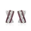 Image 1 : Criss Cross Ruby & Diamond Earrings In 14K White Gold | 173261