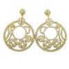 Image 1 : Gold Tone Sterling Silver Post Earrings. Filigree Circle With CZ- 40M