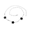 Image 1 : SILVER FLOWER ONYX / DIAMOND NECKLACE - Size 22 (#832ON)