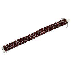 SM-7IN SS GARNET BRACELET - Size SM (#4280G)