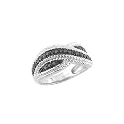 SS BLACK DIAMOND RING - Size 7 (#9452D-BLK)