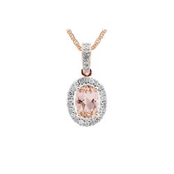 STERLING SILVER PINK GOLD PLATED MORGANITE / WHITE TOPAZ PENDANT (#8254MUL)