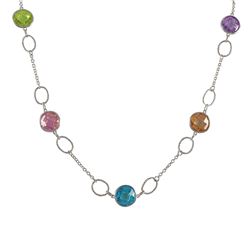 Multi Color CZ, Sterling Silver Necklace, 16