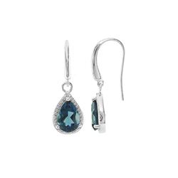 SS LONDON BLUE TOPAZ / DIAMOND WIREHOOK EARRINGS (#7580LDN)