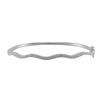 Image 1 : Rhodium Plated Sterling Silver, CZ Wave Bangle, 8&Quot;