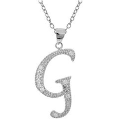 Sterling Silver CZ G Initial - Silver/White