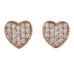 Rose Heart CZ Earrings Sterling Silver