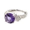 Image 1 : Round Amethyst Ring With Diamond Mounting In 18K White Gold | 270537