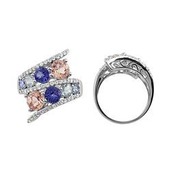 SS MORGANITE / TANZANITE / AQUA / WHITE TOPAZ RING - Size 7 (#9928MUL)