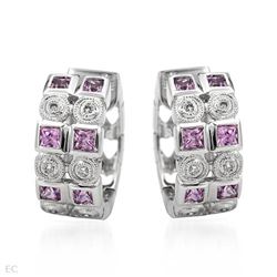 Pink Sapphire And Diamond Earring In 14K White Gold  | 285828