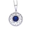 Image 1 : 14K White Gold Sapphire Filigree Pendant With 18" Chain