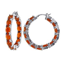 SS FIRE OPAL HOOP EARRINGS (#7711OP)