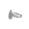 Image 2 : Rhodium Plated Sterling Silver, 11X16mm Teardrop With White CZ, Adjustable Ring, Size 5-9