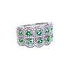 Image 1 : 14K White Gold Emerald And Diamond Band