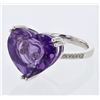 Image 1 : Heart-Shaped Amethyst Ring W/ Floating Diamonds In 14K White Gold | 348392