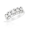 Image 1 : Prong-Set Baguette & Round Diamond Ring In 18K White Gold | 205620