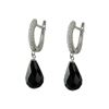 Image 1 : Sterling Silver-Black CZ Drop Earrings