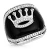 Image 1 : Onyx Inlay W/ Crown Design Diamond Ring In 14K White Gold | 349999