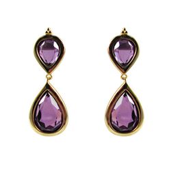 Sterling Silver Gold Lavender Teardrop Earring