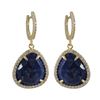 Image 1 : Lapis/ Lazurite Semi Precious Stone, With CZ Border, On Gold Plated Sterling Silver  Lever Back Earr