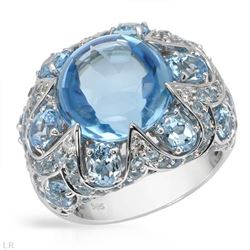 Round Topaz W/ Diamond And Topaz Accent Ring In 14K White Gold | 331714