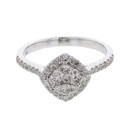 Round-Cut Cushion-Shaped Diamond Cluster Ring In 14K White Gold | 435820