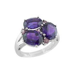 SILVER AMETHYST / RHODOLITE RING - Size 7 (#8874MUL)