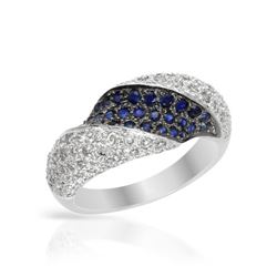 Twist Diamond Band Pave-Set W/ Sapphires In 14K White Gold | 143527