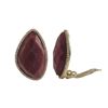 Image 1 : Rhodonite (Pink) Semi Precious Stone, With CZ Border, Gold Plated Sterling Silver Clip Earrings Dime