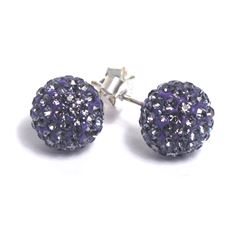 Sterling Silver Purple Crystal 6Mm Post Earrings