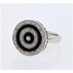 Genuine Diamond & Onyx Ring In 14K White Gold|349520