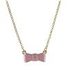 Image 1 : Light Pink Enamel Bow, Gold Plated Brass Necklace, 14&Quot; 2&Quot;